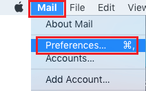 Mail Preferences Option on Mac