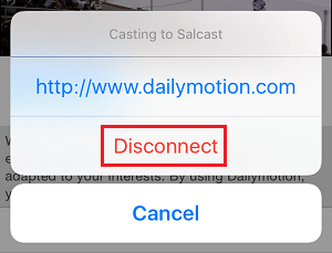 Disconnect Chromecast Option in TV & Video Cast App on iPhone