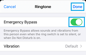 Activar el bypass de emergencia para las llamadas al iPhone