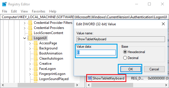 Disable On-Screen Keyboard In Windows 10 Using Registry Editor