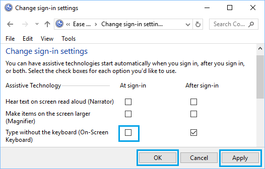 Change Sign-in Settings Screen in Windows 10