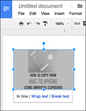 Quick Editing Menu in Google Docs