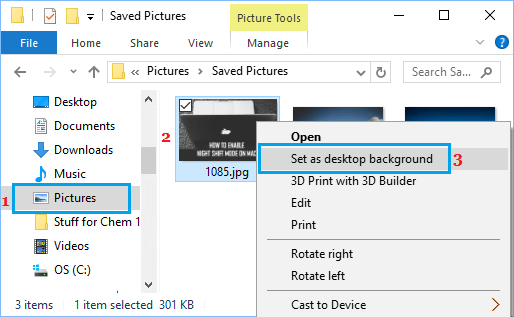 Set Desktop Background Using Contextual Menu in Windows 10