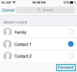 Reenviar un mensaje de Whatsapp a varios contactos en el iPhone