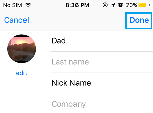 Guardar los cambios del perfil de los contactos en el iPhone