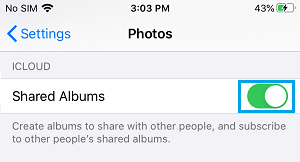 Enable iCloud Shared Albums on iPhone