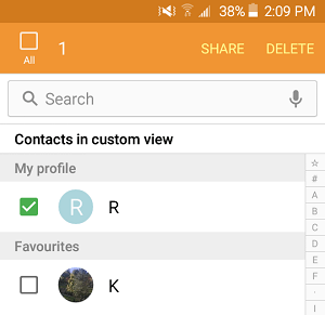 Seleccionar contactos para borrar en Android