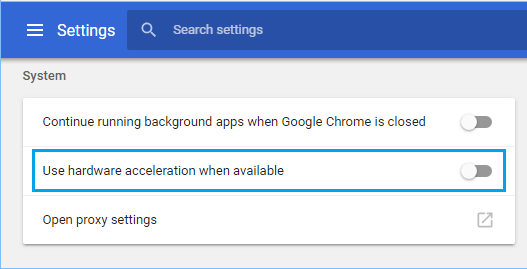 Disable Hardware Acceleration in Chrome Browser