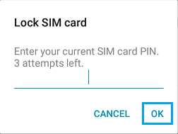 Enter Current SIM Card PIN Popup on Android Phone