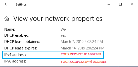 Private IP Address on Windows PC