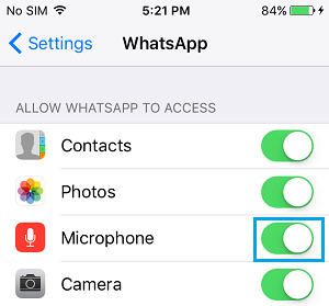 Allow WhatsApp to Access Camera and Microphone on iPhone