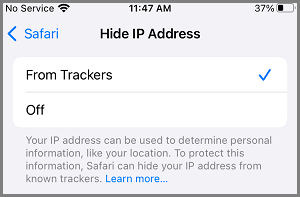 Oculta la dirección IP del rastreador en el navegador Safari del iPhone