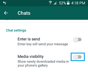 Ocultar los medios de WhatsApp en la galería