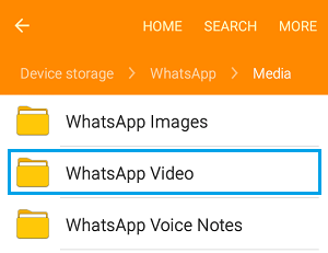 Archivo de vídeo de WhatsApp en un teléfono Android