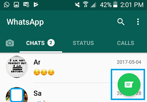 Icono de contactos en WhatsApp en un teléfono Android