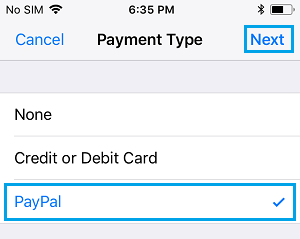 Set PayPal as Default Payment Option on iPhone