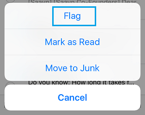 Flag Emails Option on iPhone