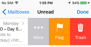 Flag Emails via Side Menu on iPhone