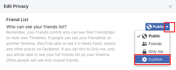 Custom Privacy Option in Facebook