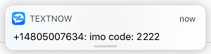 TextNow Notification With imo Code