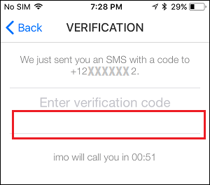 Enter imo Verification Code