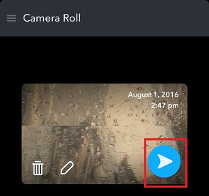 Send Button in Snapchat