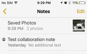 Note With Hidden Photos on iPhone