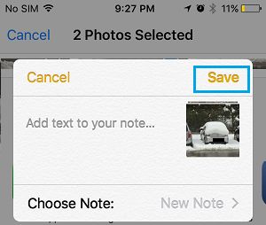 Save Photos to Notes On iPhone