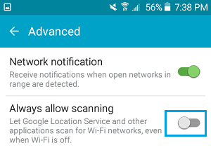 Disable Location Tracking For WiFi On Android Phone