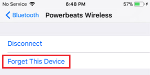 Olvidar el dispositivo Bluetooth en el iPhone