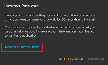Factory Reset Kindle Fire Pop-up
