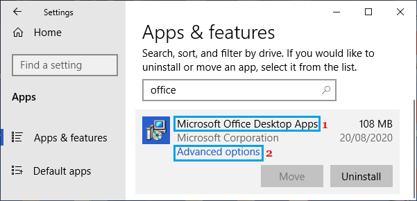 Open Microsoft Office Advanced Settings Options