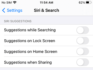 Disable All Siri Suggestions on iPhone