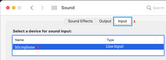 External Microphone on Sound Settings Screen