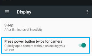 Enable Power Button Camera Shortcut on Android Phone