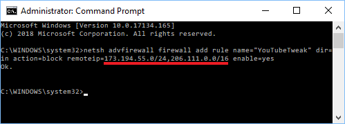 Block IP Address Ranges Using Command Prompt