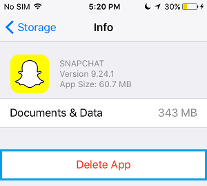 Delete Snapchat App on iPhone