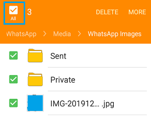 Seleccionar fotos de WhatsApp en un teléfono Android