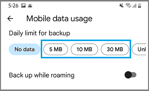 Set Daily Upload Limit Using Mobile Data in Google Photos