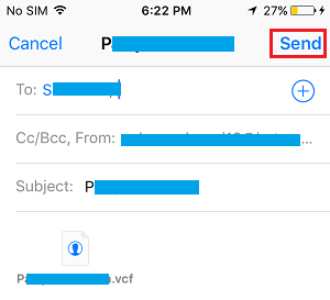 Envía la información de contacto del iPhone por correo electrónico