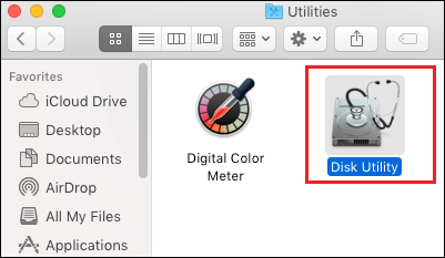 Programa de Utilidad de Discos en Mac