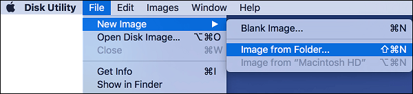 Opción de abrir la imagen desde la carpeta en Mac