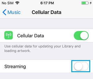 Disable Cellular Data For Music Streaming on iPhone