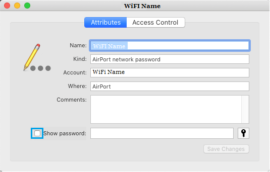 Show WiFi Password Option on Mac