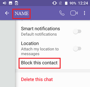 Block This Contact Tab on Viber in Android Phone