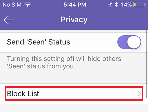 Block List Tab in Viber