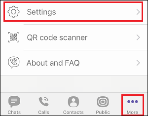 3-dot Icon and Settings Tab in Viber on iPhone