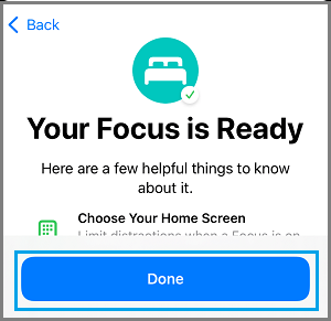 Sleep Focus Ready on iPhone
