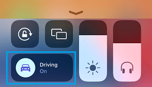 Driving Mode Settings Option on iPhone