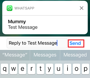 Reply to WhatsApp Message From Notification on iPhone